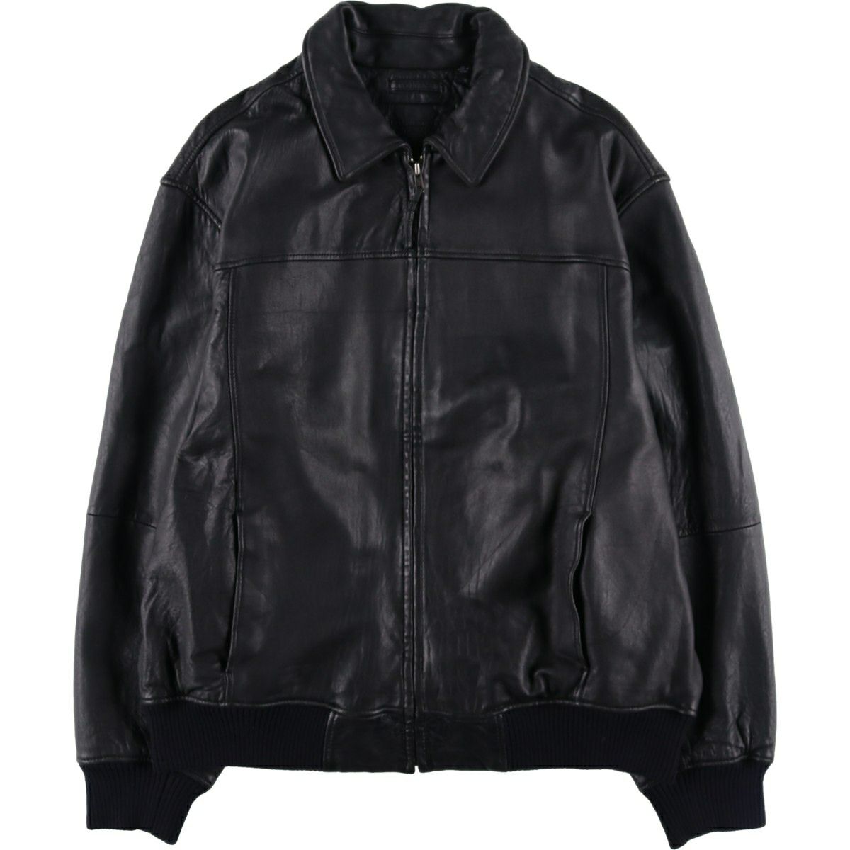 古着 ROUNDTREE&YORKE スイングトップタイプ レザーブルゾン メンズXL