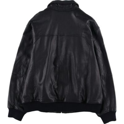古着 ROUNDTREE&YORKE スイングトップタイプ レザーブルゾン メンズXL