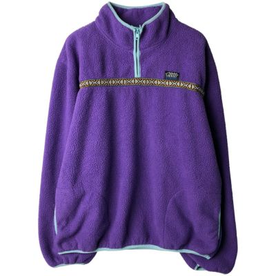 【レア】STUSSY◇紫 ロゴ刺繍 ハーフジップ フリース 古着 ステューシー STUSSY ハーフジップ フリースプルオーバー メンズM