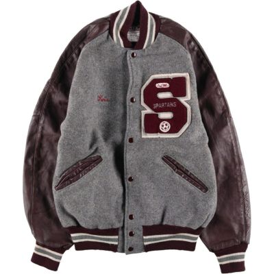 古着 90年代 NEMESIS CHRYSLER 袖革ウールボタンスタジャン バーシティ