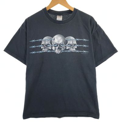 古着 WWF ドクロ柄 スカル柄 スポーツプリントTシャツ メンズXXL