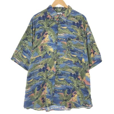 古着 CAMPIA 総柄 レーヨン ハワイアンアロハシャツ メンズXL