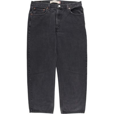 リーバイス550 ブラックデニム ルーズ ジーンズ W42 古着 テーパード Levi's リーバイス 550 ブラックデニムパンツ ワイド メンズW42