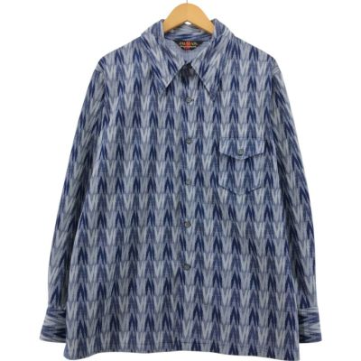 スペシャル 60s Jantzen 白黒 コットンシャツ 半袖 XL 古着 50～60年代 ジャンセン Jantzen 総柄 シャークカラー 半袖