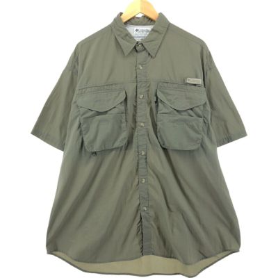 美品 90s PFG 初期 コロンビア フィッシング コットンポプリン 半袖 シャツ アウトドア S ライムグリーン モスキート ヴィンテージ OLD fit=scale-down,w=1200