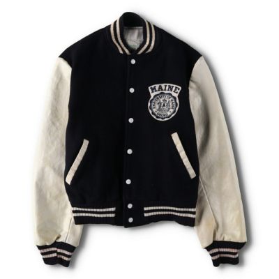 古着 90年代 ショット SCHOTT 中綿入り 袖革ウールボタンスタジャン