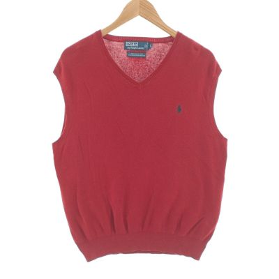 古着 ラルフローレン Ralph Lauren POLO by Ralph Lauren Vネック ピマコットンニットベスト メンズL相当 /eaa402413 【中古】 【241209】
