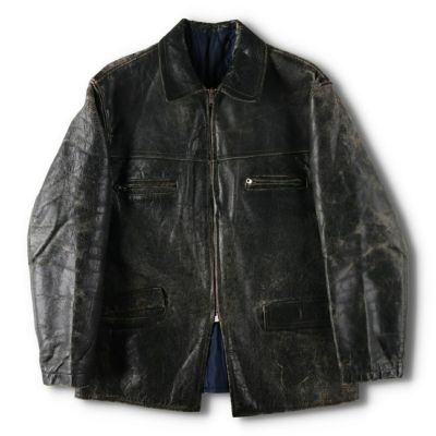 古着 40～50年代 AEROジップ コの字留め レザージャケット メンズM相当