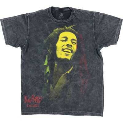 【ZION】 BOB MARLEY ボブマーリー Tシャツ USA製 (XL) Bob Marley Black T-Shirt Multi-Colored Front Print Size S