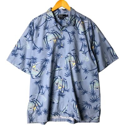 【中古】ポロ バイ ラルフローレン アロハシャツ カジュアル 半袖 オープンカラー 総柄 M マルチカラー /BB メンズ 古着 ラルフローレン POLO by Ralph Lauren 総柄 リーフ柄 オープン