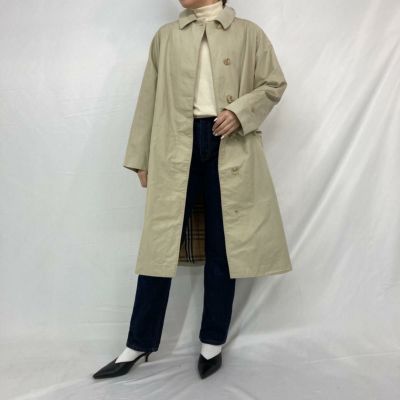 ◉Vintage Burberrys 一枚袖ステンカラー ゴム引レインコート-