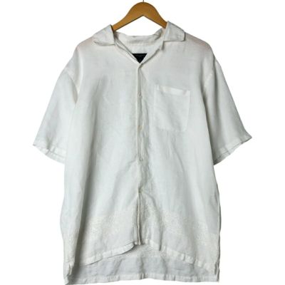 【希少】90s バナナリパブリック リネン素材 オープンカラーシャツ 短丈XL 古着 90年代 バナナリパブリック BANANA REPUBLIC 半袖 オープン