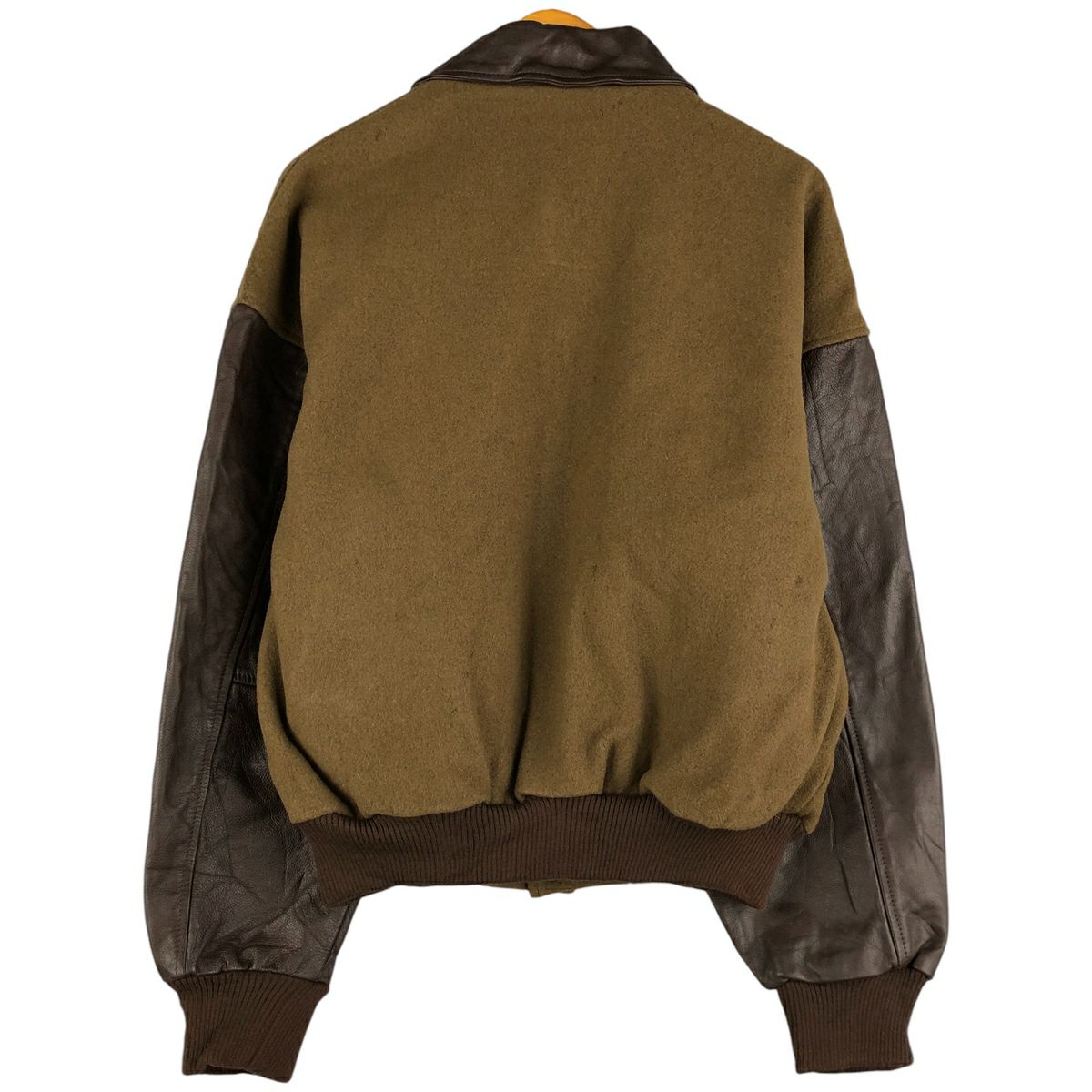 古着 LUNA PIER 襟付き 袖革ウールボタンスタジャン バーシティ