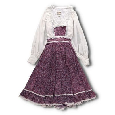 古着 70年代 ガンネサックス GUNNE SAX Jessica 花柄 襟付き 長袖 フレア ワンピース USA製 レディースXS相当 ヴィンテージ /evb008028 【中古】 【241203】 【N2412】