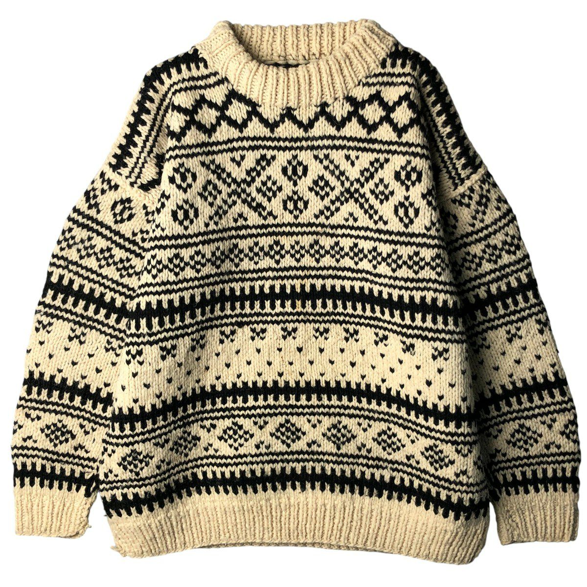 古着 80～90年代 REY WEAR 総柄 ノルディック柄 エクアドルニット