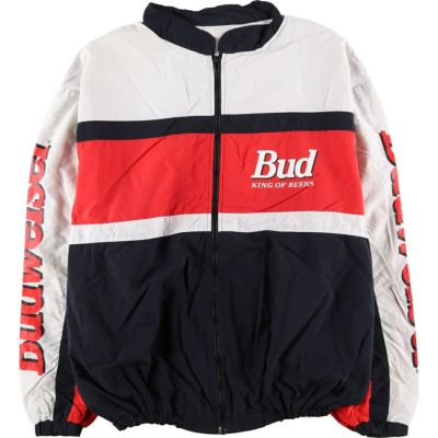 Bud Racing ジャケット 赤/黒/白 古着 BUDWEISER バドワイザー レーシング ナイロンジャケット USA製