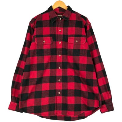 FIELD&STREAM オンブレチェック ヘビーフランネルシャツ XL 黒赤 古着 フィールドアンドストリーム FIELD&STREAM オンブレチェック 長袖