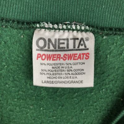 80s ONEITAカレッジプリントスウェット古着グリーン美品 L当時物CBOY 古着 90年代 オニータ ONEITA NFL GREEN BAY PACKERS グリーンベイ