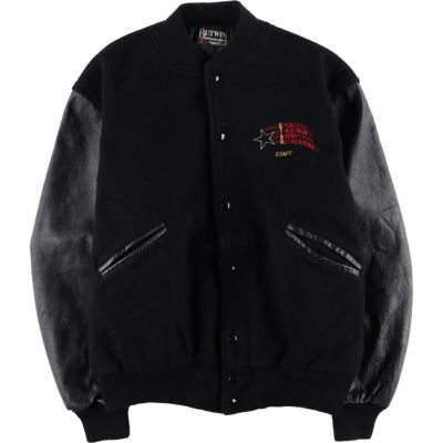 古着 80年代 バトウィン BUTWIN 中綿入り 袖革ウールボタンスタジャン