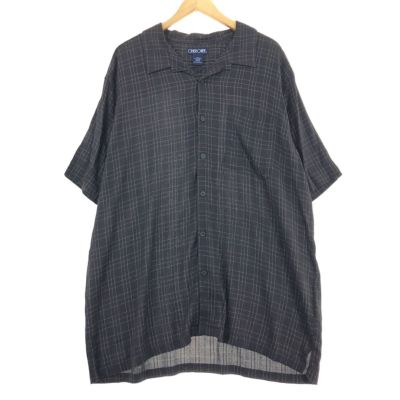古着 NATURAL ISSUE チェック柄 オープンカラー 半袖 レーヨン