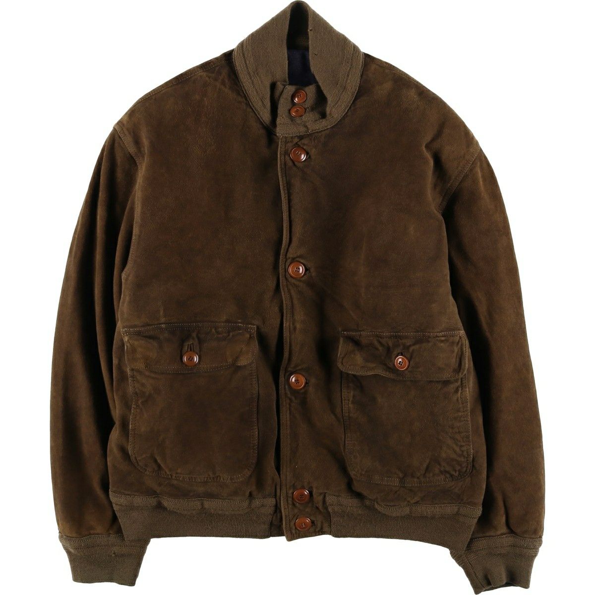 【使用一度のみ】バーバリー ブラウン レザージャケット M 古着 HARVEY LOGAN バルスタージャケット スエードレザーブルゾン