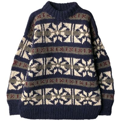 古着 スノー柄 雪柄 モックネック HAND MADE ハンドメイド エクアドル