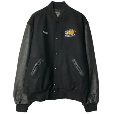 古着 90年代 GAME Sportswear 中綿入り 袖革ウールボタンスタジャン