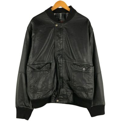 古着 The Australian 中綿入り レザーブルゾン イタリア製 メンズXL