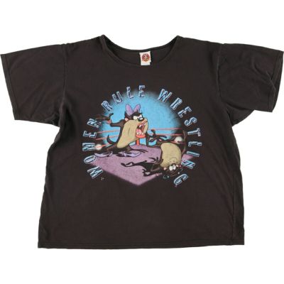 古着 90年代 LOONEY TUNES ルーニーテューンズ タズマニアンデビル キャラクタープリントTシャツ USA製 メンズL ヴィンテージ /eaa430990 【中古】 【240624】