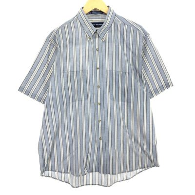 古着 90年代 ヴァンヒューゼン VAN HEUSEN ストライプ柄 半袖 ボタンダウン ストライプシャツ メンズL ヴィンテージ /eaa461187 【中古】 【240624】