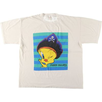 キャラ Tシャツ 古着 白 シルベスター ルーニーテューンズ