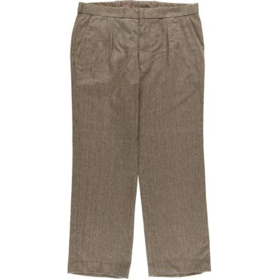 90s ARMANI COLLEZIONI ウールスラックス グレー ワンタック Vintage 90s GIORGIO ARMANI Le Collezioni Gray Herringbone Stripe