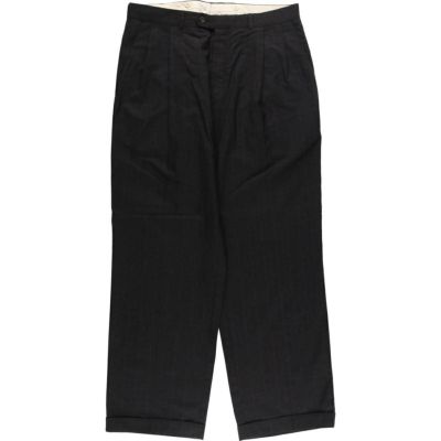 古着 ストライプ柄 ツータック スラックスパンツ メンズw33相当