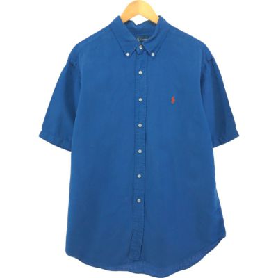 ラルフローレン 半袖シャツ 3XL相当 ブルー ストライプ ボタンダウン 古着 90年代 RALPH LAUREN ラルフローレン ストライプ ボタンダウン