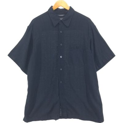00s~ haggar 半袖 開襟シャツ リネン レーヨン 刺繍 白 古着 XL 00s haggar リネン×レーヨン 開襟 半袖シャツ メンズ 表記XL