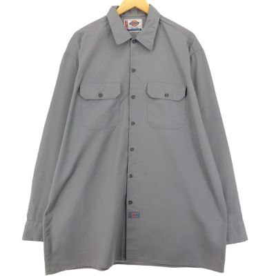 古着 70年代 ディッキーズ Dickies 長袖 ワークシャツ USA製 メンズL