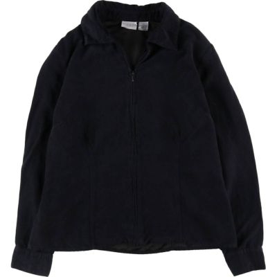 古着 メタリック フルジップ 長袖 ポリシャツ レディースL相当