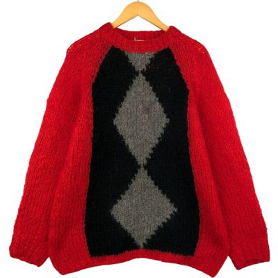 70年代　ニット　古着 古着 60～70年代 SAXONY CASUALS ダイヤ柄 モヘア混 ウールニット
