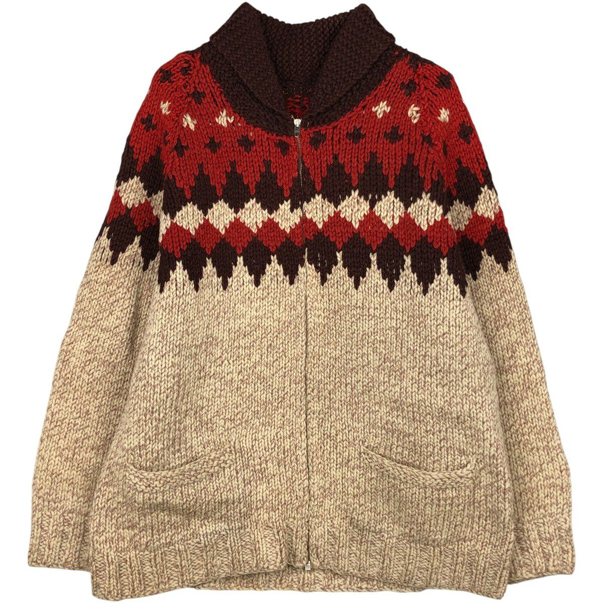 古着 60年代 LARK OATS 総柄 カウチンセーター メンズM相当