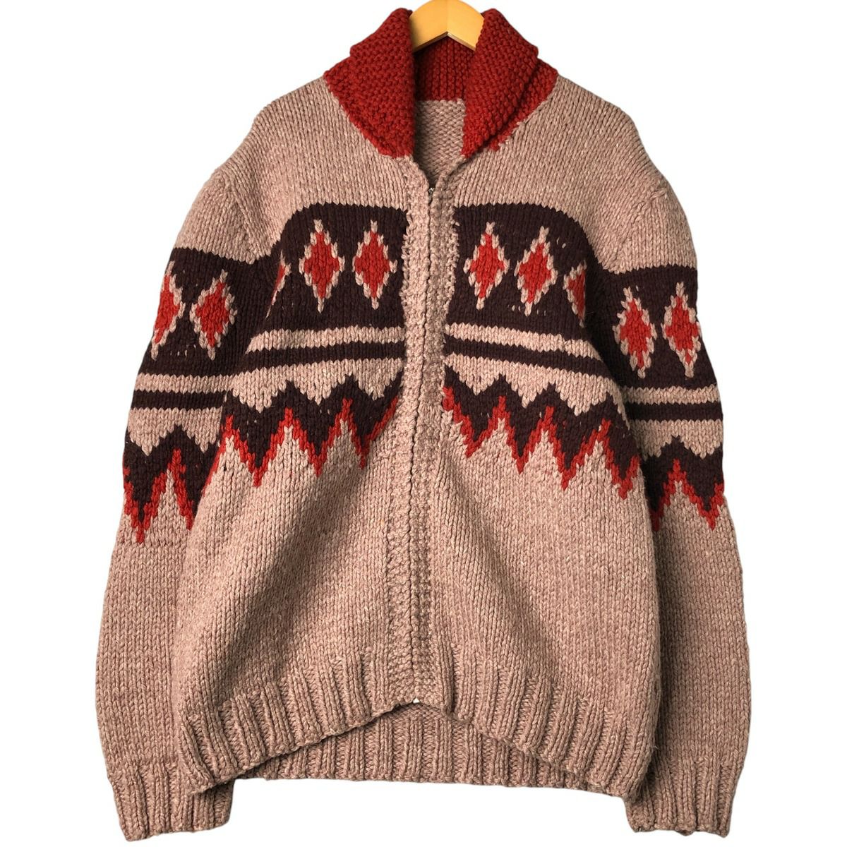 古着 50～60年代 総柄 トナカイ柄 カウチンセーター メンズXL相当