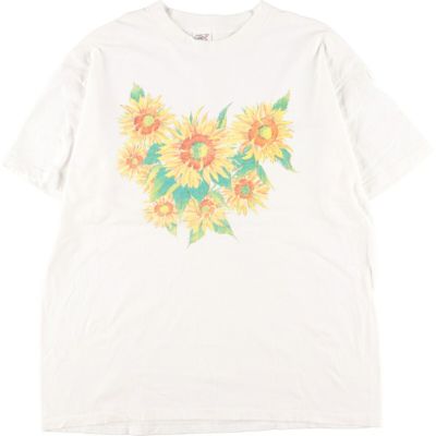 古着 90年代 プリントTシャツ 花柄 ひまわり柄 USA製 メンズXL