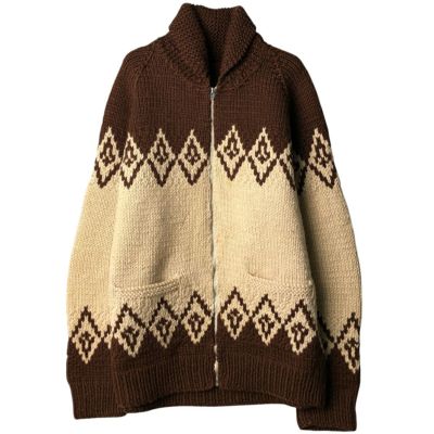古着 ～70年代 総柄 カウチンセーター メンズL相当 ヴィンテージ