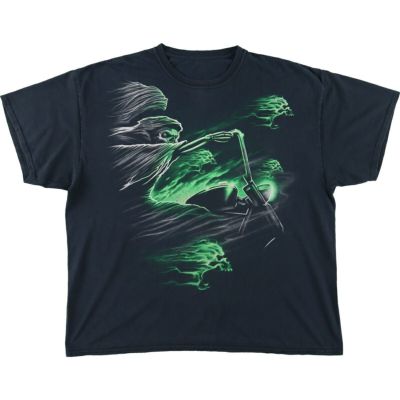 HYDROG スカルプリント Tシャツ ネイビー/グレー　メンズ　L HYDROGEN ハイドロゲン スカル ドクロ 半袖Tシャツ ネイビー