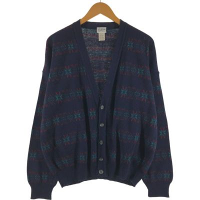古着 OAKTON 総柄 アクリルニットカーディガン イタリア製