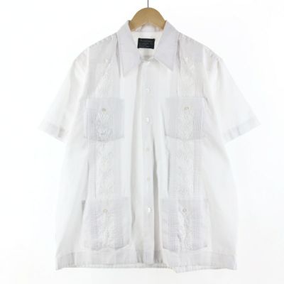 GUAVABERA オープンカラー 半袖 メキシカンシャツ キューバシャツ メンズXL /eaa348909ホワイト系白色柄