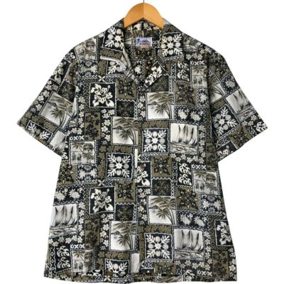 古着 エルエルビーン L.L.Bean 総柄 オープンカラー ハワイアン