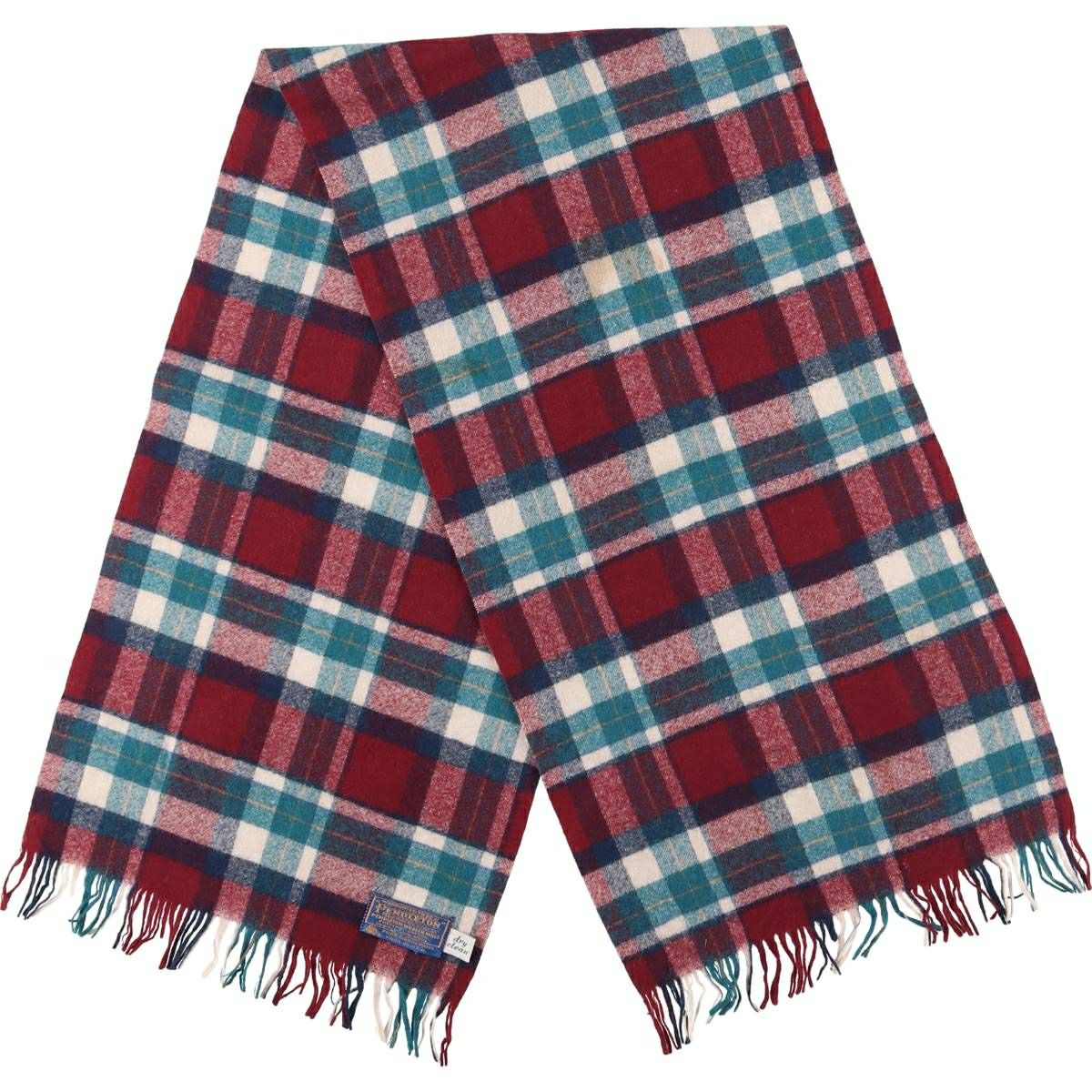 古着 60～70年代 GLEN CREE チェック柄 モヘアマフラー スコットランド