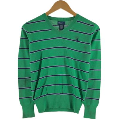 古着 ラルフローレン Ralph Lauren POLO by Ralph Lauren ボーダー柄 Vネック ピマコットンニットセーター レディースM相当 /eaa509716 【中古】 【241222】 【Elulu/エルル】