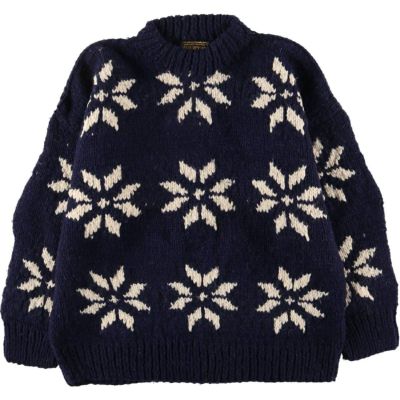 生成り フラワー エクアドルニットタイプ ロールネック ウールニット