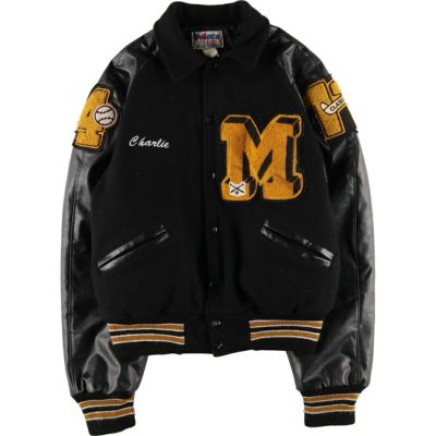 古着 00年代 VARSITY 袖革ウールスタジャン アワードジャケット バー